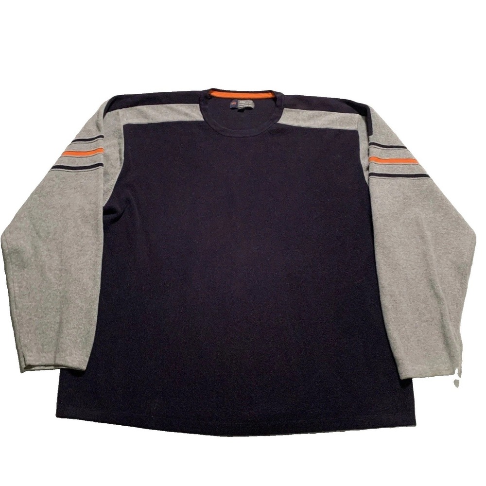 Vintage BKE Mens 2XL Crewneck Sweater Color Block Navy Gray Orange Y2K Gorpcore